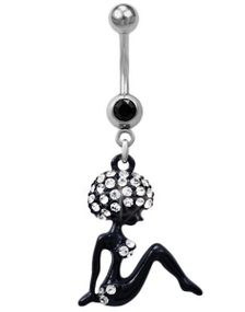 Afro Girl Navelpiercing - Svart