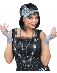 Grått Flapper Dräktset 4 Delar