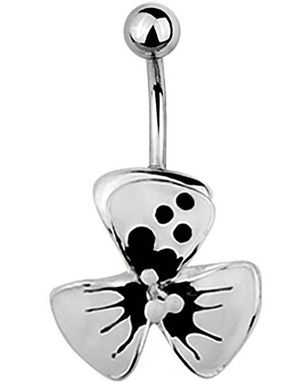 Cute Blossom Navelpiercing - Vit/Svart