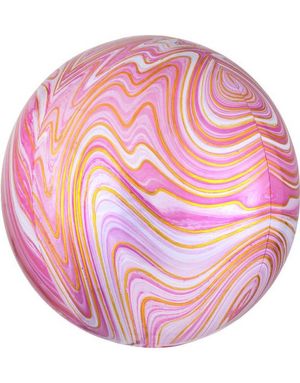 Rosa Marble Metallisk Orbz / Ballongboble 38 cm
