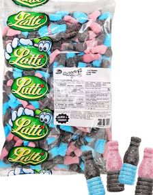 2,5 kg Lutti Bubblizz Liquorizz – Rosa och Blå Bubbelgumflaskor med Lakrits