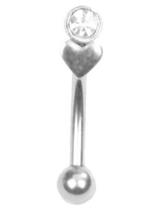 Ögonbrynspiercing med Hjärta och Klar Sten - 1.2 x 8 mm