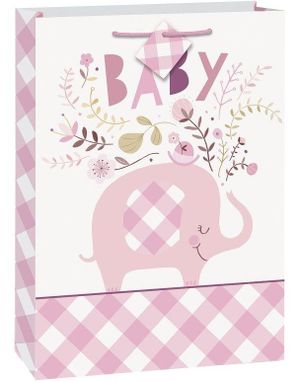 1 stk Jumbo Baby Pink Elephant Godteposer/Partybags