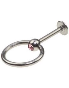 Labrett med Rosa Sten och Slavring - 1,2 x 8 mm