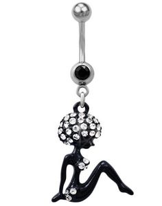 Afro Girl Navelpiercing - Svart