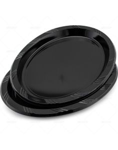 8 st Svarta Återanvändbara Ovala Plasttallrikar/Serveringsfat 29,5x23 cm