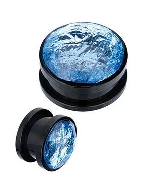 Moon Stone Blue - Svart Piercing Plugg