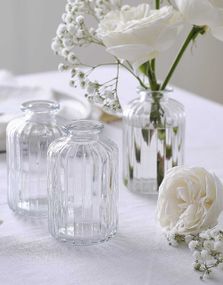 3 stk Små Rillede Glassvaser - Modern Luxe