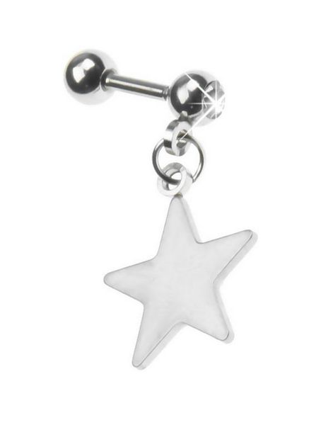Tragus/Helix med Hängande Stjärna & Klar Sten