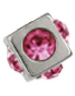 Fyrkantig Stålkula med Rosa Stenar - 4 mm Stålkula till 1,6 mm stång