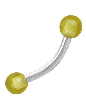 Banana Ögonbrynspiercing med Runda Gula Kulor - 1.2 x 8 mm