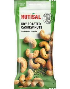 Nutisal Torrrostade Cashewnötter Sourcream & Onion - Cashewnötter med Sourcream & Löksmak 55g