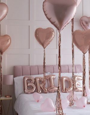 Bride Ballongpaket med Hjärt- och Bokstavballonger - Blush Hen