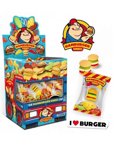 80 stk Vida's Hamburger Gummies - Eske med Vingummiburgere 0,8 kg