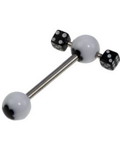 Stilig Tungpiercing med Blomma & Svarta Tärningar