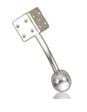 Silver Cube 1.2 x 8 mm med 5 mm Kula Ögonbrynspiercing