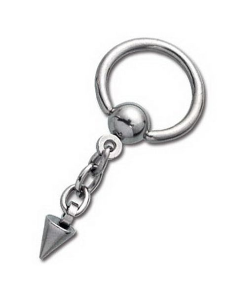 Silver BCR Piercing med Hängande Spike - 1.6 mm x 10 mm
