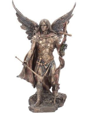 Stor Bronsfärgad Ärkeängeln Gabriel Figur 33,5 cm