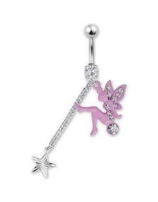 Tinkerbell Navelpiercing med Stenar - Rosa