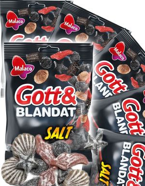 36 st Godt og Blandet Salt - Olika Salta Vingummi- och Lakritsbitar - Hel Låda 5,4 kg