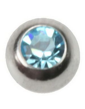 Big Light Blue Stone - 8 mm Stålkula till 1,6 mm Stång - NB! Sidohål