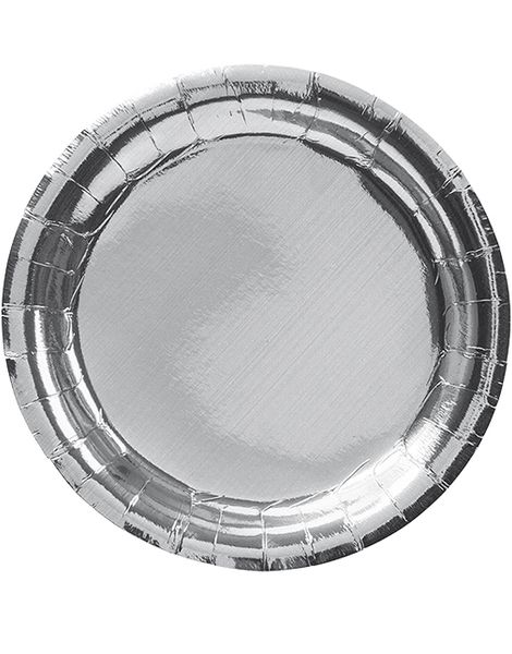 8 stk Metalliska Silverfärgade Papptallrikar 23 cm