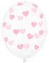 6 stk 30 cm Klare Ballonger med Lys Rosa Hjerter