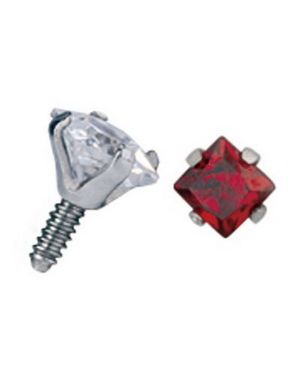 Dermal Anchor Kula med Fyrkantig Röd Sten - Strl 3 mm kula med 1,2 mm gängor