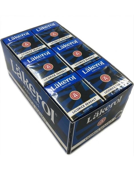 24 stk Läkerol Sugarfree Licorice Seasalt / Lakrits Sockerfria Pastiller med Havssaltsmak - Hel Låda