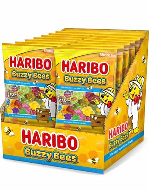 12 st Haribo Buzzy Bees - Blomster- og Bieformede Skum- og Vingummi Godteribitar - Hel Låda 1,68 kg