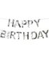 Sølv Happy Birthday Banner 2,2 Meter