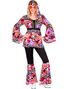 60's Lilla Hippiekostyme med Fargerike Blomster til Dame - X-Large