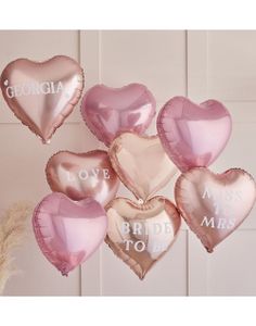 8 St Rosa Folieballonger med Bokstavsklistermärken 45 cm - Blush Hen