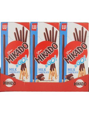 24 St Mikado & Go - Kexstickor Täckta Med Mjölkchoklad - Helt Låda 936 Gram