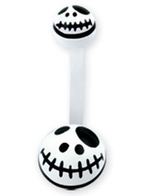Jack Skellington Head Navelpiercing i Vit och Svart