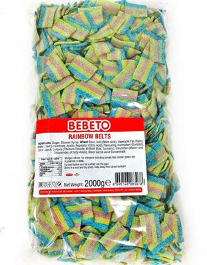 2 kg Bebeto Rainbow Belts / Sugared Wine Gum