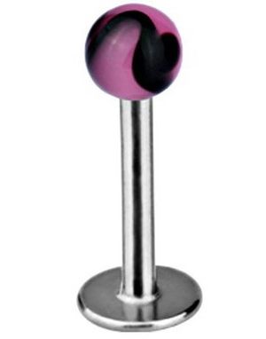 Magic Stone - Labret med Rosa och Svart Kula
