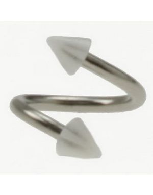 Curve Ögonbrynspiercing med Vita och Genomskinliga Spikes - 1.2 x 8 mm