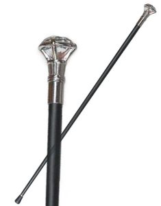Svart käpp i metall med diamant - 92 cm - hög kvalitet