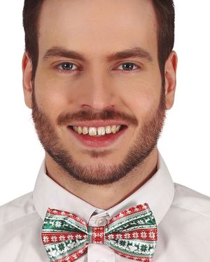 Flott Rød, Grønn og Hvit Sløyfe med Julemotiver