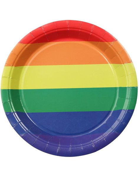 8 stk Pride/Regnbue Engangstallerkener 23 cm