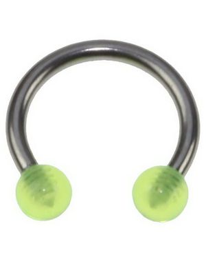 Rund Ögonbrynspiercing med Gula Kulor - 1.2 x 8 mm