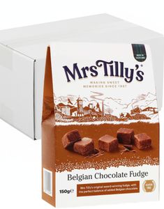 6 stk Mrs Tilly Belgian Chocolate Fudge / Myke Karameller m Belgisk Sjokolade - Hel Eske