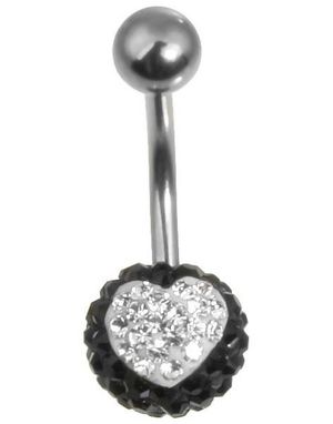 Sparkling Heart Navelpiercing - Svart/Vit
