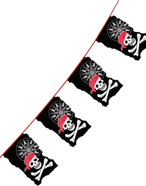 10 Meter Lång Piratbanner med Flaggor - Pirates of the Seven Seas