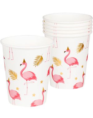 10 stk Pappmuggar med Folierat Guldtryck 250 ml - Flamingo Gold