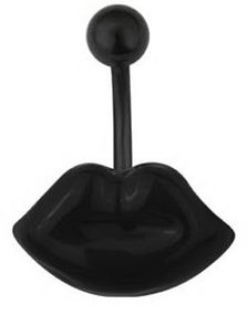 Gothic Lady Lips Navelpiercing - Svart