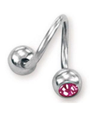 Curve Ögonbrynspiercing med Rosa Stenar - 1.2 x 8 mm