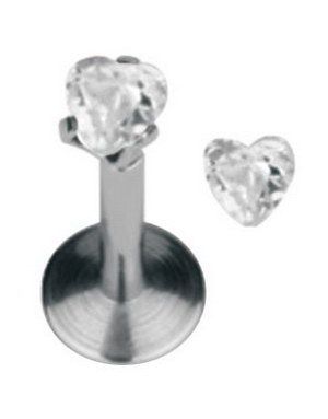 Labret med hjärtformad Klar Sten