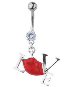 Navelpiercing - Love Your Red Lips - Silver